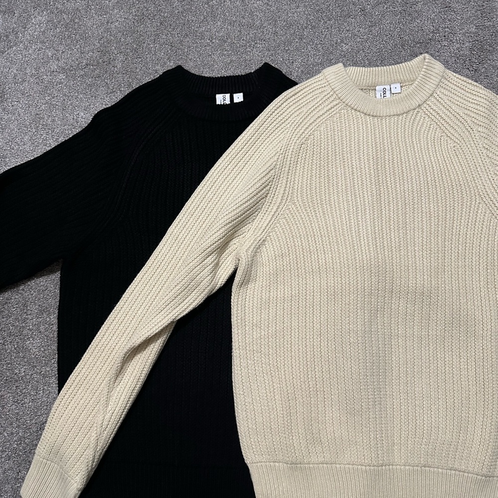 Men's Black and Cream Sweater Set